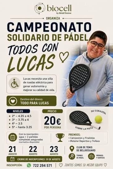 Bellreguard celebra un campeonato solidario de pádel para ayudar a Lucas