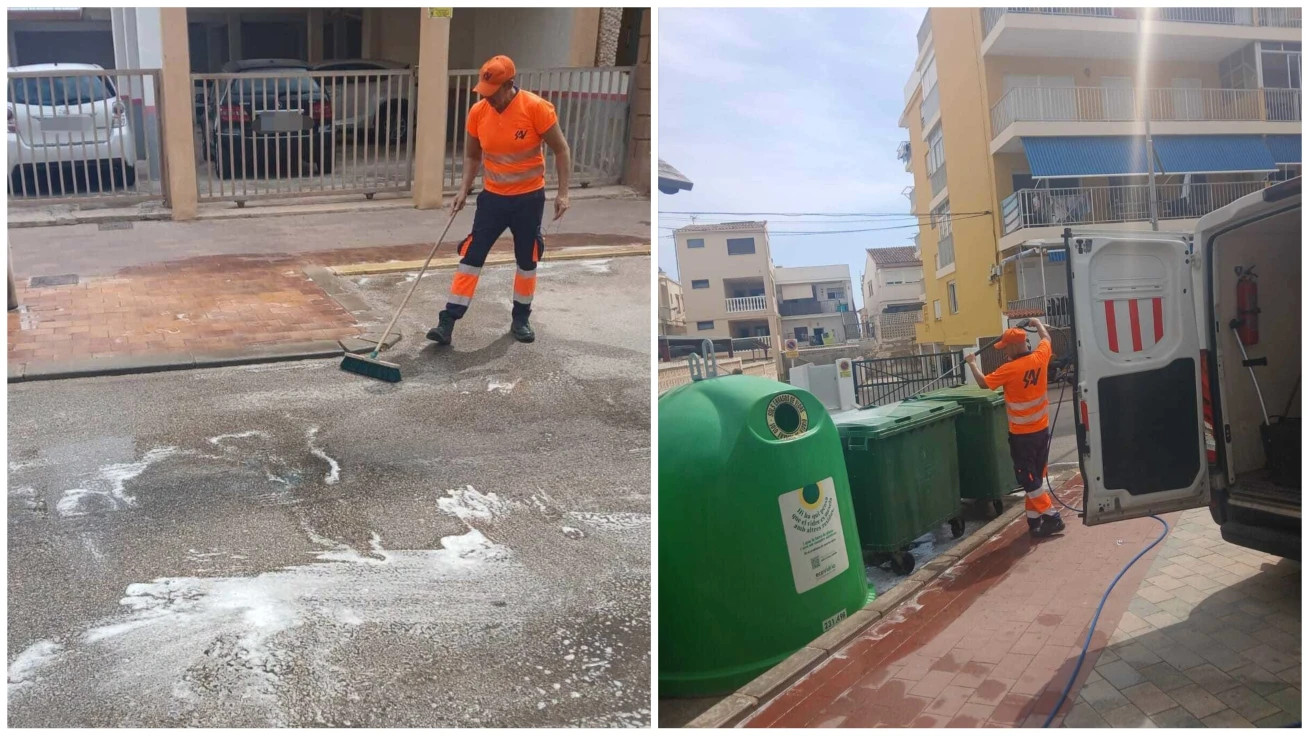Tavernes intensifica la limpieza de calles y contenedores en el casco urbano y la playa