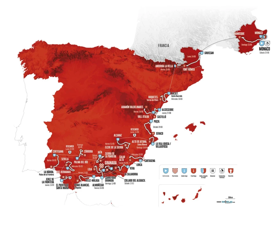 La octava etapa de La Vuelta a España 2026 finalizará en Xeraco tras pasar por Simat y el puerto de Barx
