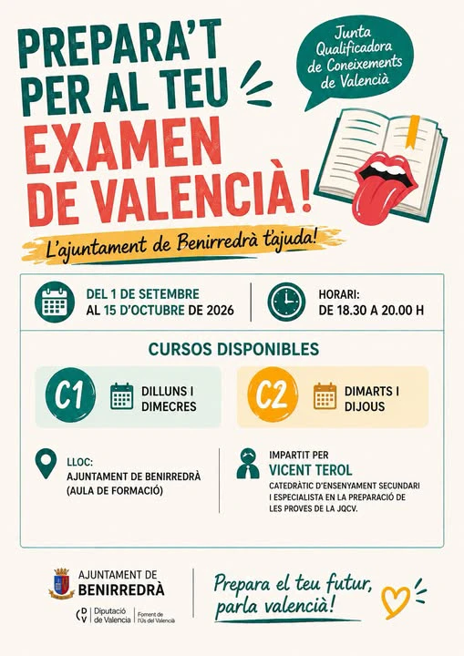 Benirredrà acogerá clases de preparación para las pruebas de valenciano de la JQCV