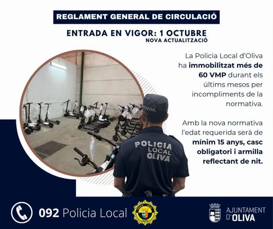 Oliva refuerza el control de los VMP ante la entrada en vigor de la nueva normativa de tráfico