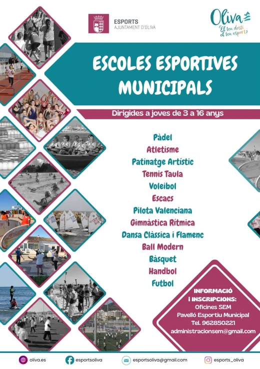 Oliva abre el 9 de septiembre las inscripciones para las Escuelas Deportivas Municipales