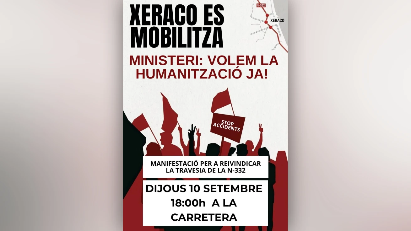 Convocada una movilización en Xeraco por la N-332