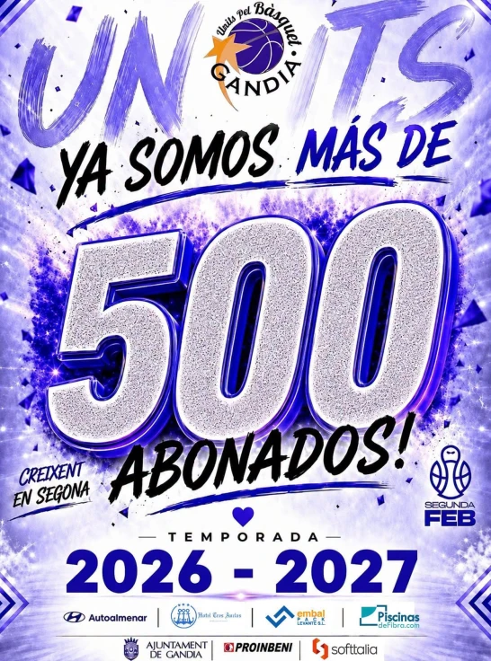 La afición de Units pel Bàsquet Gandia responde: más de 500 abonados