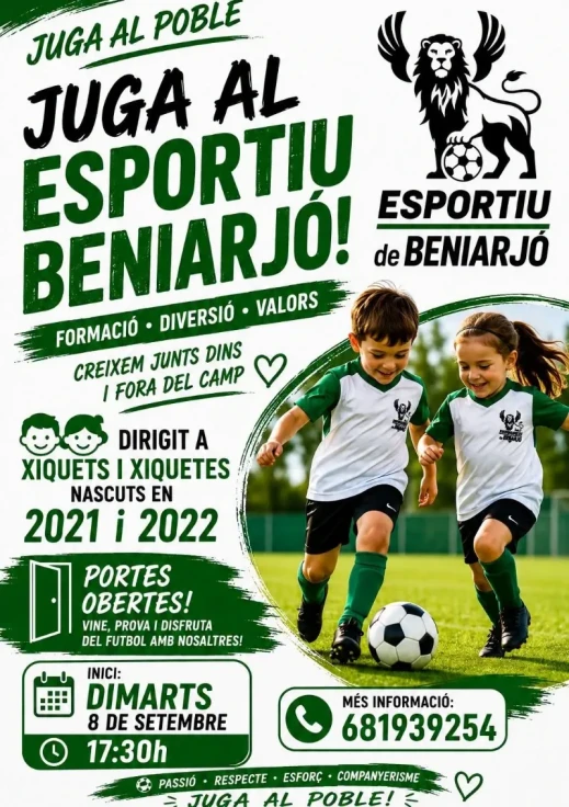 El Esportiu Beniarjó invita a los más pequeños a disfrutar del fútbol con una jornada de puertas abiertas