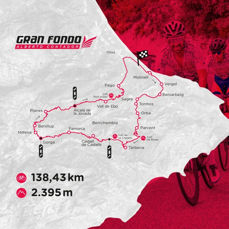 El Gran Fons Alberto Contador regresa mañana a Oliva con un recorrido de 138,5 kilómetros