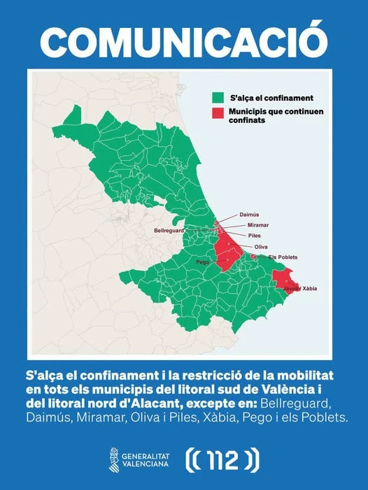 Acaba el confinamiento en Gandia y se mantiene en Oliva y otros cuatro municipios de la Safor