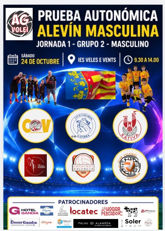 Gandia será sede de la primera jornada del grupo 2 de la Liga Autonómica Alevín Masculina de Voley