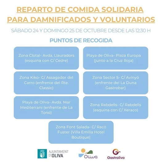 Gastroliva y Oliva Turismo se unen para repartir comida durante el fin de semana