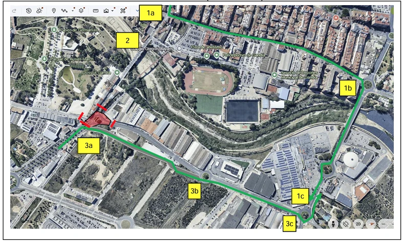 Gandia cierra el acceso sur hasta mañana a las 14h por obras de asfaltado