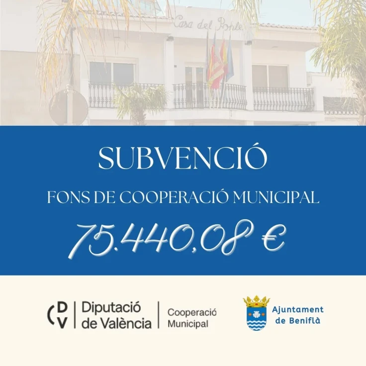 Beniflà recibirá más de 75.000€ de la Diputació de València