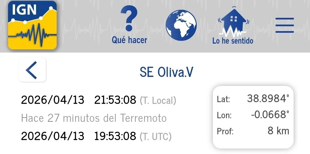 Un terremoto de magnitud 2,6 sacude Oliva y se percibe en varias localidades de la comarca