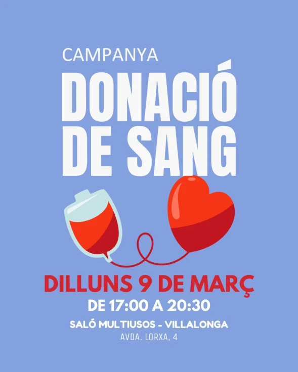 Villalonga acogerá una nueva jornada de donación de sangre el 9 de marzo