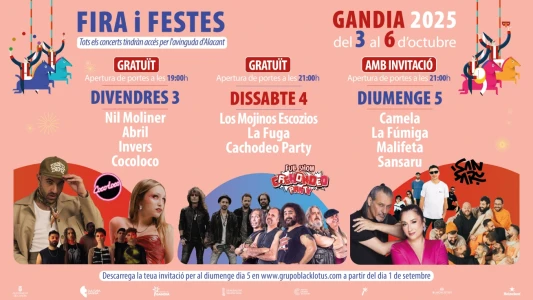 Todos los conciertos de la Feria y Fiestas 2025 de Gandia serán gratuitos