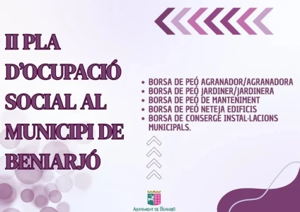 El Ayuntamiento de Beniarjó activa el II Plan Social de Empleo