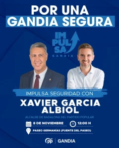 El alcalde de Badalona, Xavier García Albiol, hablará mañana en Gandia sobre seguridad ciudadana