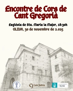 Oliva acoge este domingo el Encuentro de Coros de Canto Gregoriano con motivo del X aniversario del Coro ‘Cum Jubilo’