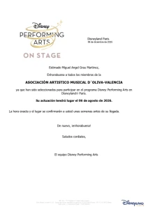 La AMO a París: la música de Oliva sonará en la Cabalgata de Disneyland
