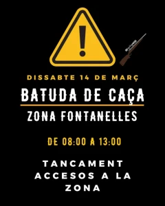 Villalonga avisa de una batida de caza mañana sábado