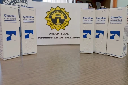 La Policía Local de Tavernes de la Valldigna se incauta de cloretilo en la vía pública