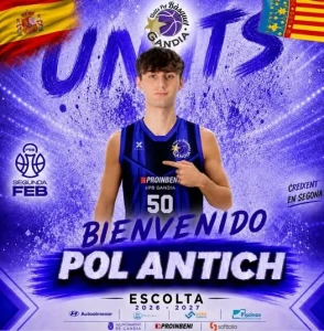 Units Pel Bàsquet Gandia ficha al escolta Pol Antich para la temporada 2026/27