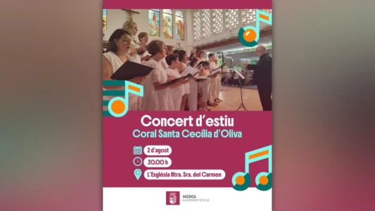 La Coral Santa Cecília de Oliva ofrece un concierto de música este domingo