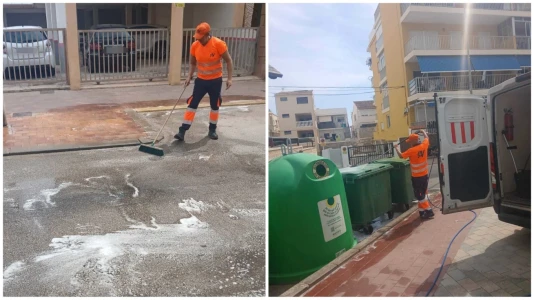 Tavernes intensifica la limpieza de calles y contenedores en el casco urbano y la playa