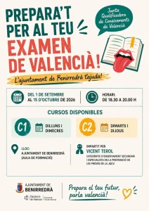 Benirredrà acogerá clases de preparación para las pruebas de valenciano de la JQCV