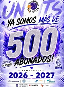 La afición de Units pel Bàsquet Gandia responde: más de 500 abonados