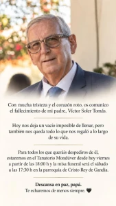 Fallece Víctor Soler Tomás, padre del portavoz del PP de Gandia