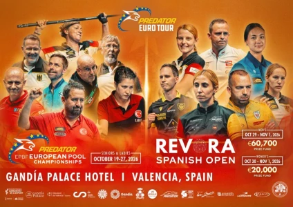 Gandia acoge el Campeonato de Europa de Billar Pool Senior y Ladies hasta el 27 de octubre