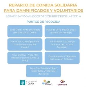 Gastroliva y Oliva Turismo se unen para repartir comida durante el fin de semana