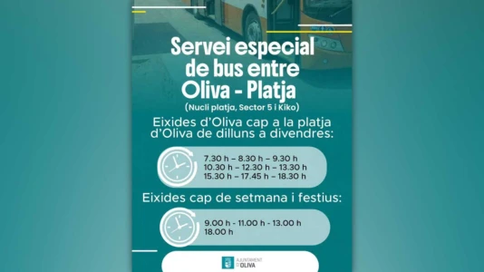 Habilitado un servicio especial de bus gratuito entre Oliva y la playa
