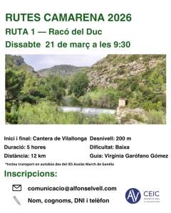 El CEIC Alfons el Vell lanza una nueva edición de las 'Salidas Camarena'