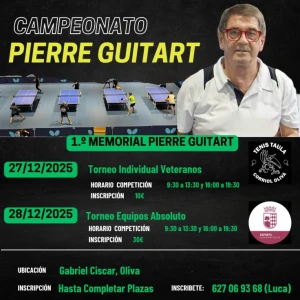 El Corriol Oliva organiza el I Memorial Pierre Guitart de tenis de mesa